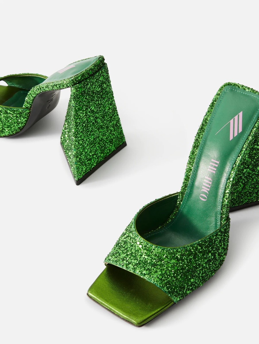 THE ATTICO Devon 115 Mule in Apple Green Glitter 38 | eBay
