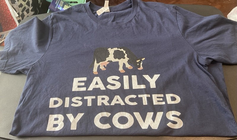 Easily Distracted By Cows  T-Shirt Unisex Large Used