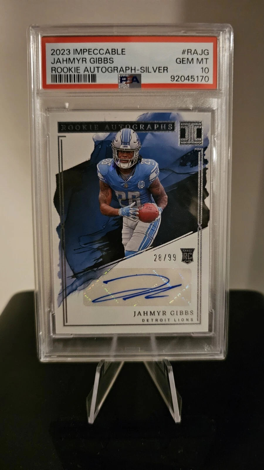 Jahmyr Gibbs Panini Impeccable Rookie Autographs #RAJG Silver