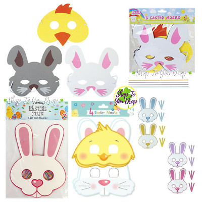 OSTERNMASKEN PAKETE Hase Küken Hase DIY Kinder Party Verkleiden Eiersuche Kostüm 
