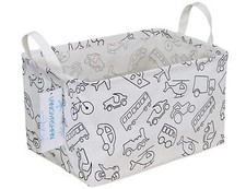 Rectangular Storage Bin Collapse Canvas Fabric Cartoon Storage Basket with Ha...