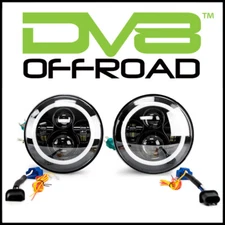 DV8 Offroad HL7JK-02 LED Projector Headlights PAIR fits 2007-18 Jeep Wrangler JK