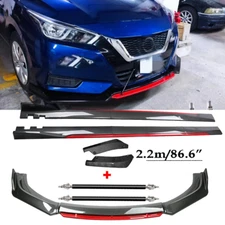 Front Lip Chin Bumper splitter Carbon Fiber Body Side Skirt For Nissan Versa