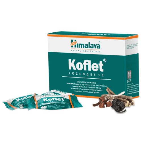 Himalaya Herbal Koflet 10 Lozenges | Pack of 1,2,3,4,5,6,8,10,12,15,20 - Picture 1 of 12