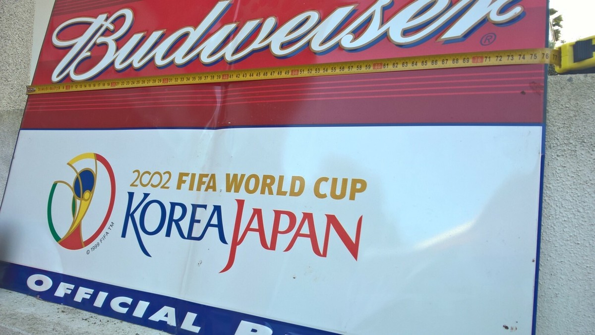 Metal Advertising ORIGINAL SIGN BUDWEISER Beer Sponsor 2002 FIFA