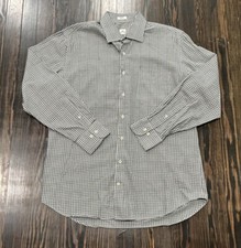 Peter Millar Long Sleeve Button Up Shirt Men  s Large Plaid Green Gray Cotton