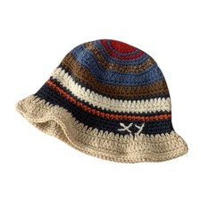 Handwoven Stripe Hat Street Snap Cap Knit Fishing Hat Teens Girl Street Snap Cap