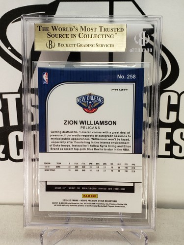 💥BGS 9.5 GEM MINT💥 Zion Williamson Premium Stock Rookie #258💥Silver Holo💥 - Picture 3 of 3