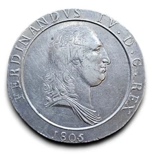 Naples 120 Grain Plate 1805 Straight Hair Small Head Ferdinand IV Bourbon