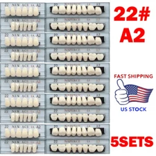 5 Set Dental Acrylic Resin Denture Shade #22 A2 Upper Lower Full Set USA