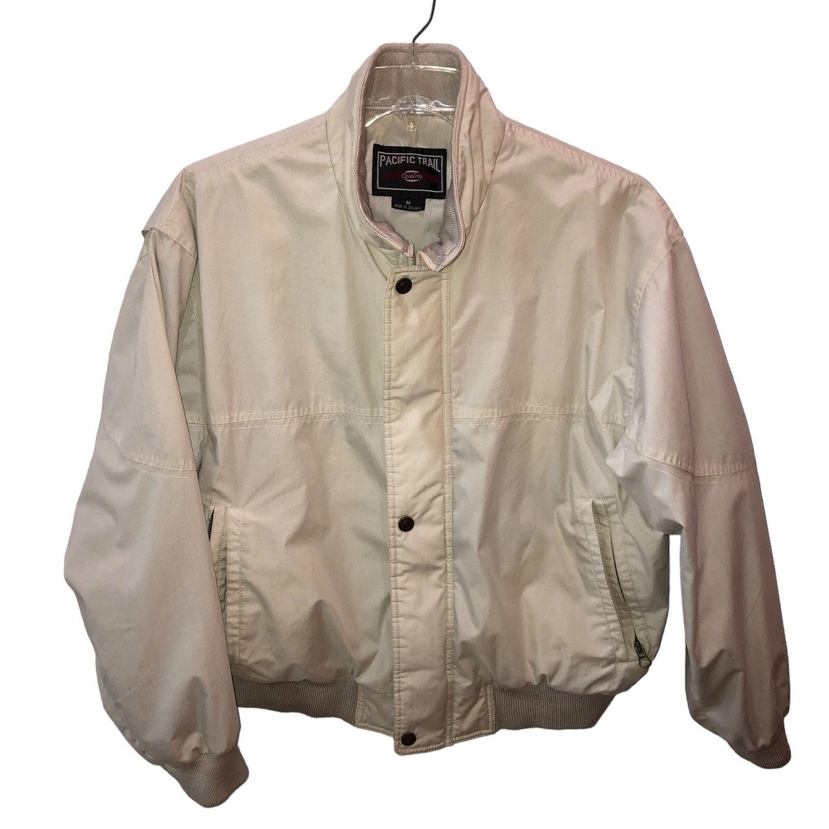 Vintage Pacific Trail Mens Size Medium Ivory Cream Pockets Jacket