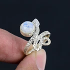 Rainbow Moonstone 925 Sterling Silver Split Shank Statement Ring For Women