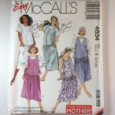 McCall 4834 Drop Waist Kleid Umstandskleid locker EASY Damen neu ungeschnittenes Muster