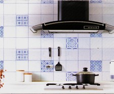 Blue Marble Floral Tile Self Adhesive Vinyl Backsplash Peel Stick 31.5"x11.8"