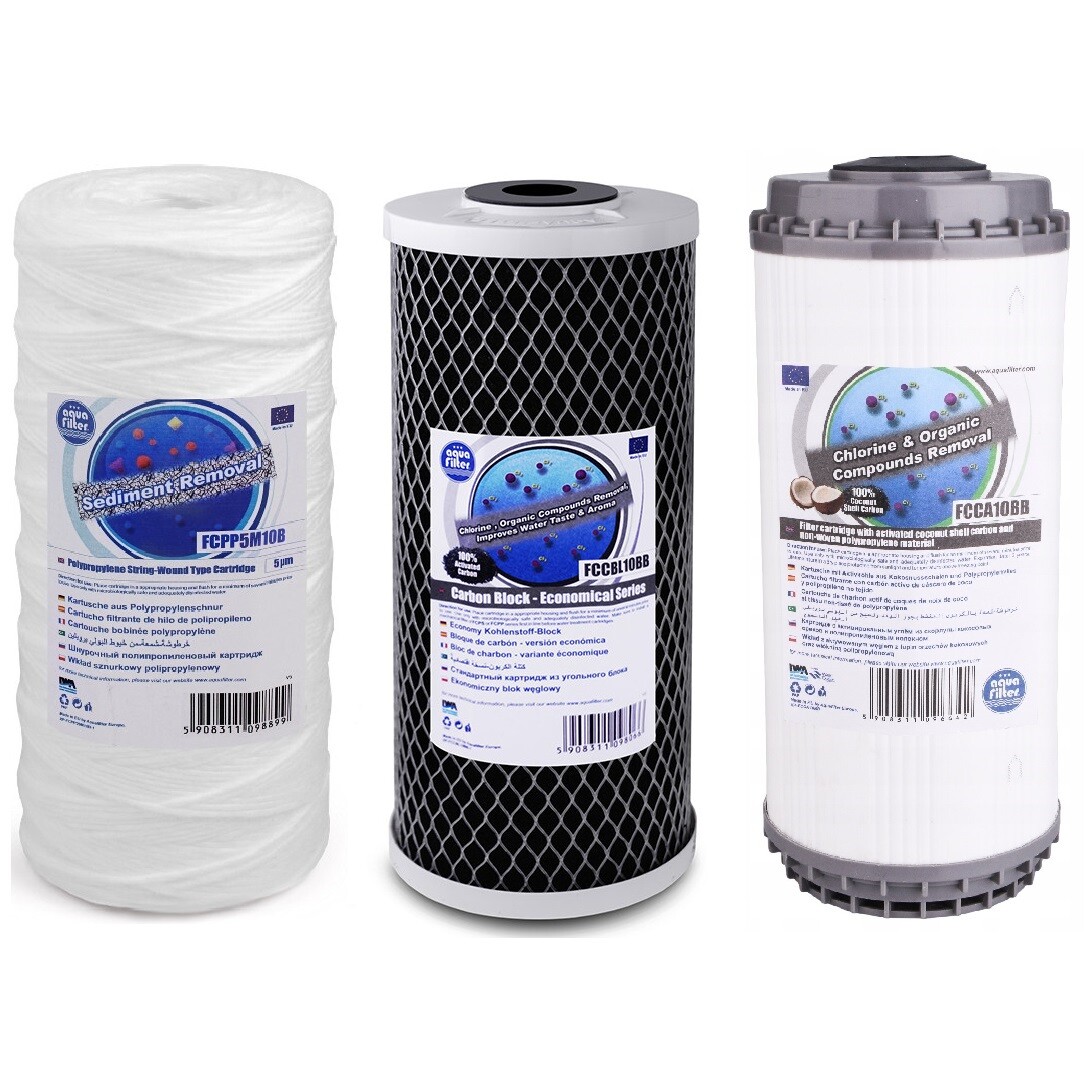 Aquafilter Replacement Set Water Purifier Dechlorinator 10"" Big Blue Jumbo
