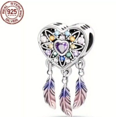 Traumfänger Charm oder Anhänger.  Lebensbaum Herz - S925 Sterlingsilber UK
