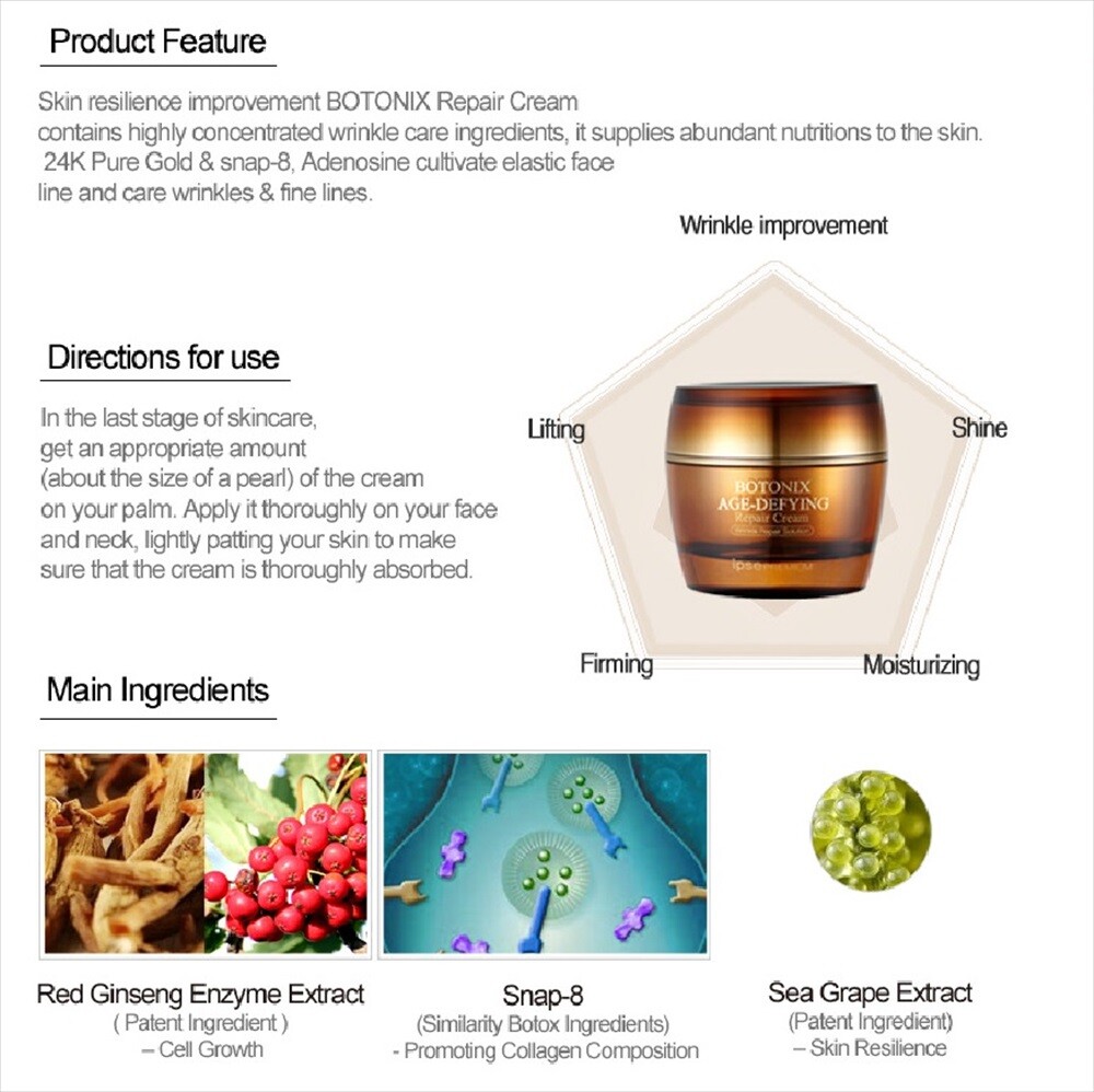 BOTONIX Repair Cream 24K Gold and 8 Peptides Lifting and Firming
