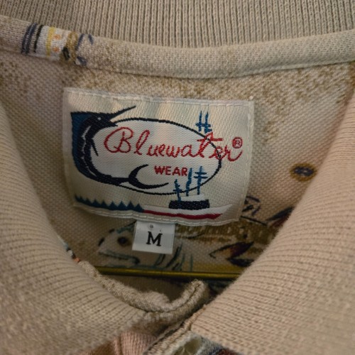 Camisa polo con estampado de peces Aftco Bluewater Wear talla Hombre Med Beige Manga Corta Papá - Imagen 9 de 10