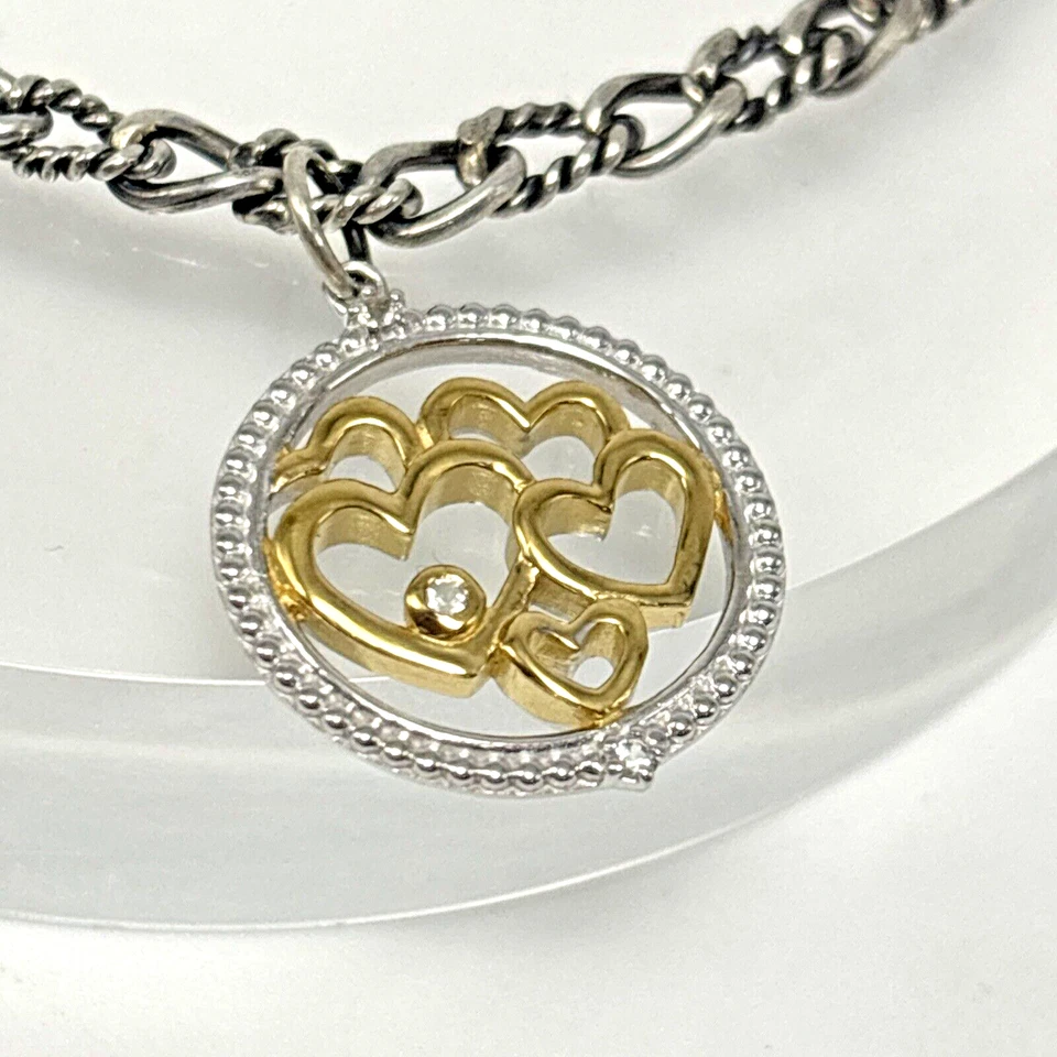 Brazalete de cadena Judith Rikpa 14K chapado en oro topacio blanco multicorazón dije - nuevo con etiquetas Foto 4 de 4