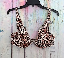 Women's Time And Tru Bikini Top Swim Size M-1X Watercolor Cheetah NEW
