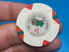 $1 THE GOLDEN ROSE BLACK HAWK COLORADO CASINO CHIP —-—- ——-Y-20