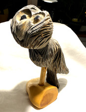 Holz Skulptur EULE abstrakt Finnland 32cm Vintage Schnitzerei 70er 80er Finland