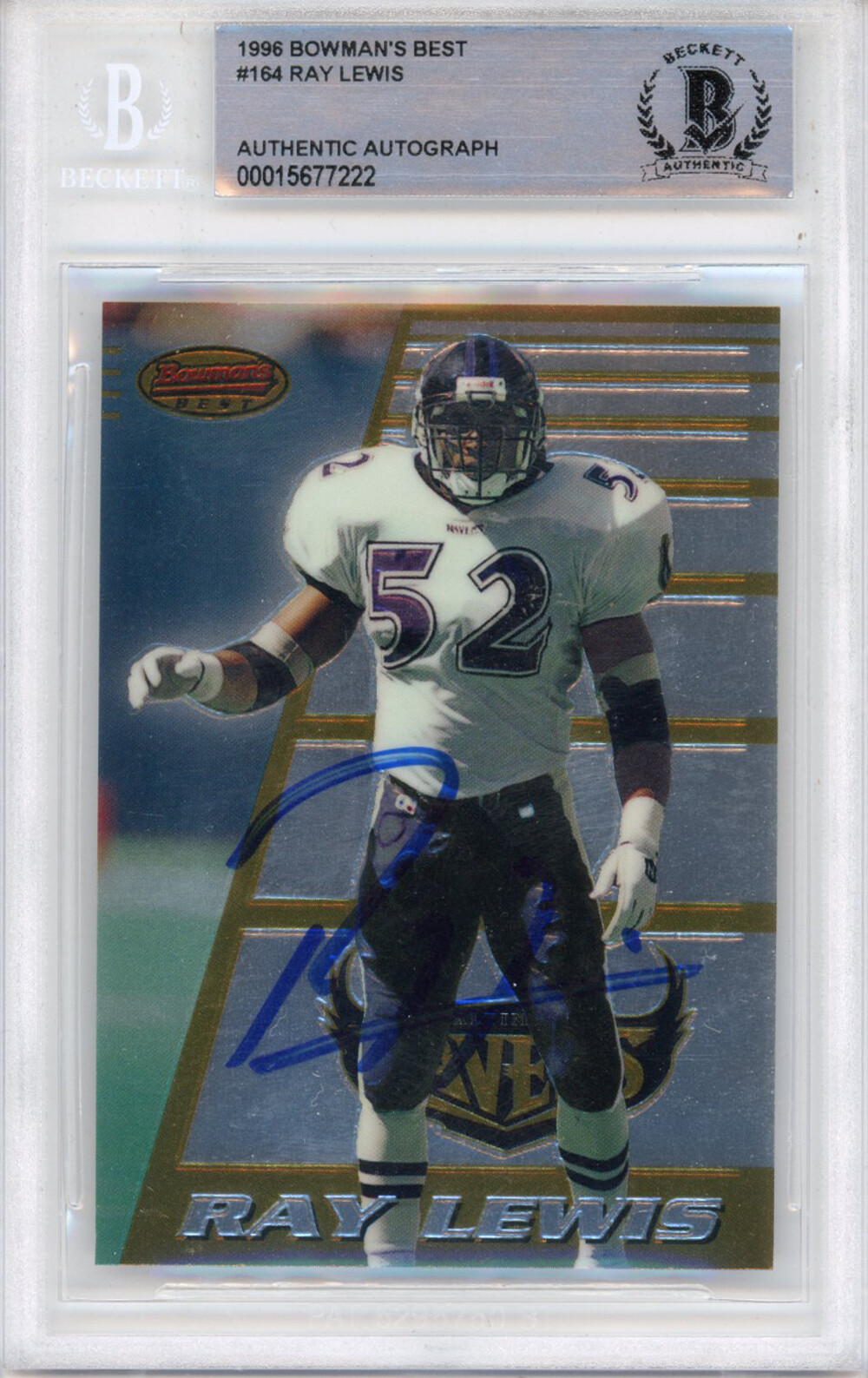 Ray Lewis Autographed Signed 1996 Bowmans Best #164 Slabbed Beckett 