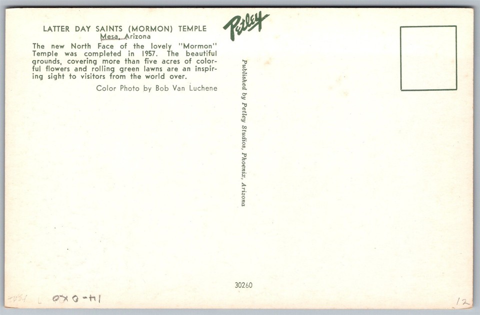 Vtg Mesa Arizona AZ Mormon Temple Latter Day Saints North Face 1950s