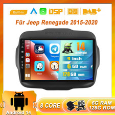 DAB+ Für Jeep Renegade 2015-2020 Android 14 Autoradio CarPlay GPS QLED USB 128GB