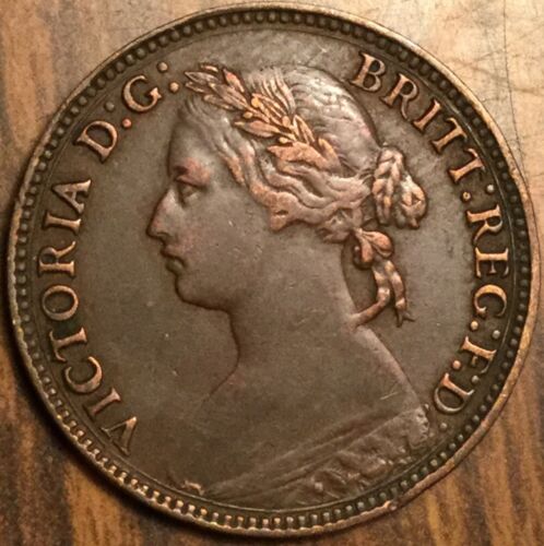 1874 UK GB GREAT BRITAIN FARTHING COIN - Foto 1 di 2