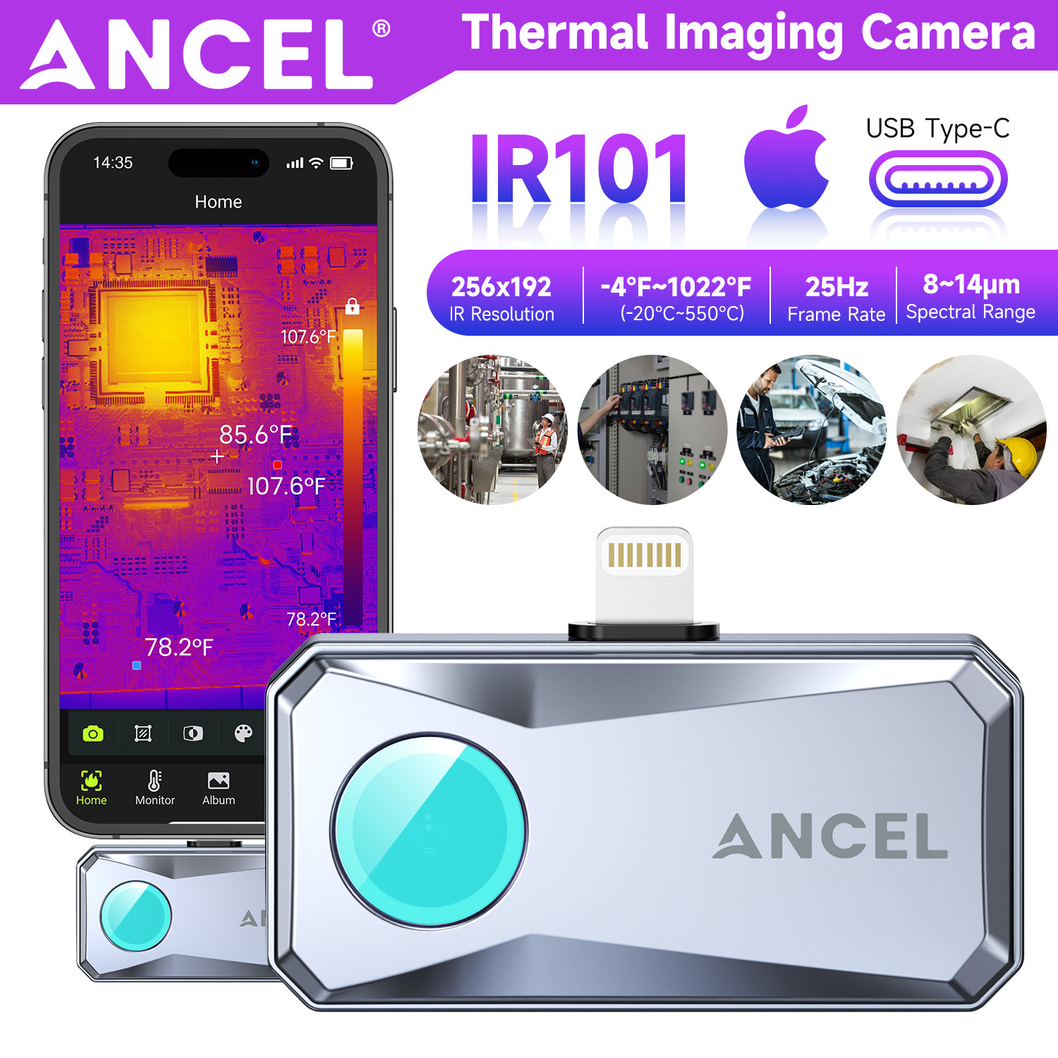Thermal Imager Camera for iPhone 11 12 iOS High Resolution I
