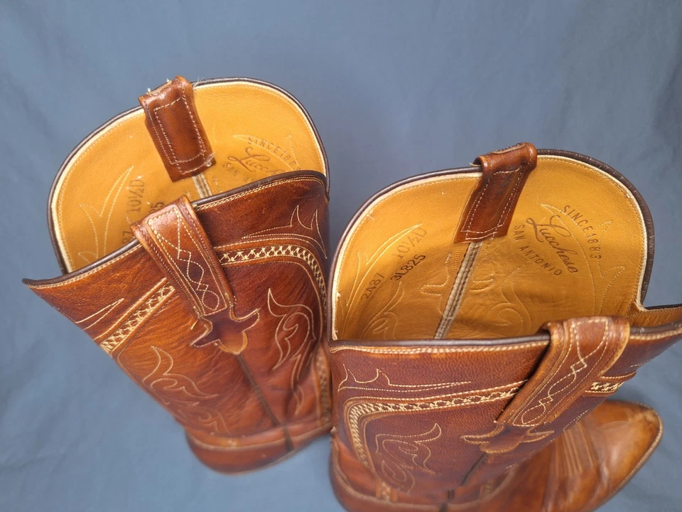 Preciosas botas de vaquero hechas a mano Lucchese marrón castaño, talla 10.5D Foto 4 de 4