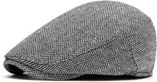 Men Hat Wool Blend Newsboy Ivy Hat Tweed Flat Cap 7 1/2 Gray