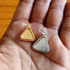 Sterling Silver Beaded Trillion 10mm Pendant Setting DIY Jewelry Supplies