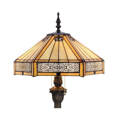 WERFACTORY Tiffany Floor Lamp Yellow Hexagon Stained Glass Mission Standing R...