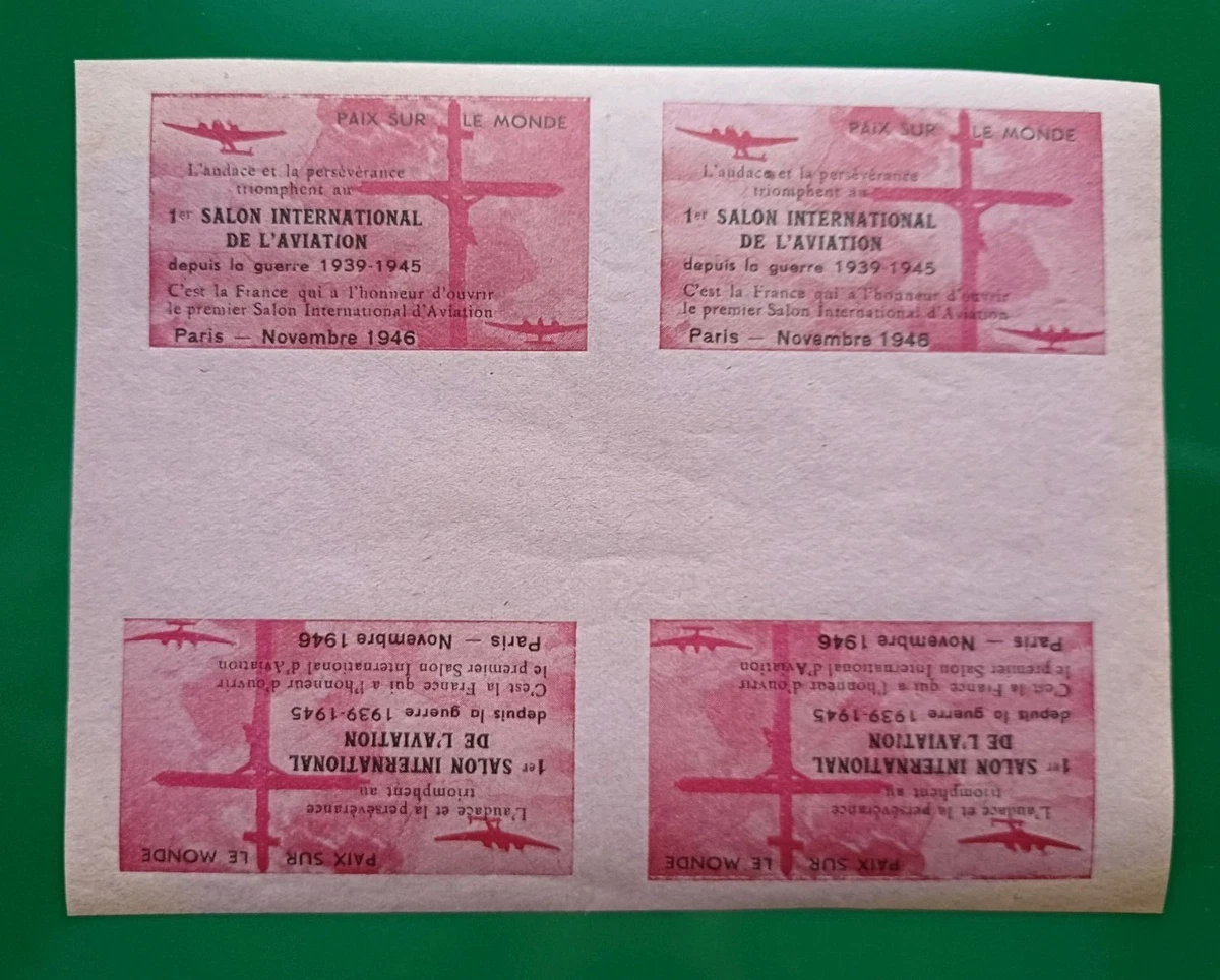 FRANCE 1946 MNH AVIATION FIRST AIRSHOW AFTER WWII TETE BECHE PAIRS VF UNMOUNTED