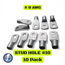 8 GAUGE TINNED COPPER #10 lug 10 PK CRIMP TERMINAL CONNECTOR AWG GA CAR PRD
