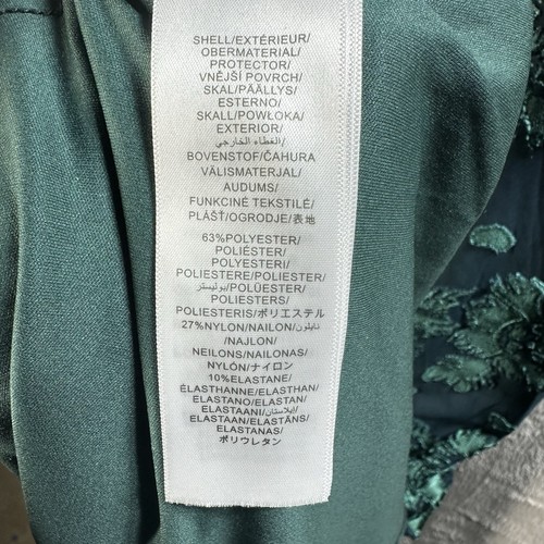 ADRIANNA PAPELL Green Burnout Velvet Evening Gown Maxi Dress Flutter Sleeve Sz 8 - Picture 6 of 9