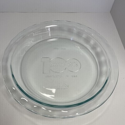 Pyrex 209 9.5 in 24 cm Pie Plate / Clear 100th Anniversary 