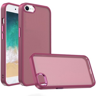 For iPhone 16e/17e Case Rubberized Thick Acrylic Metal Buttons + Tempered Glass