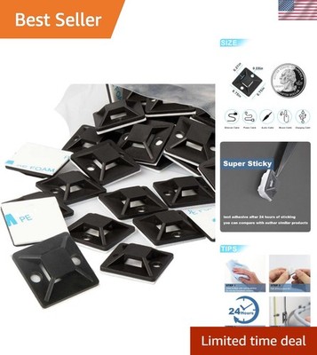 Compact 0.75in Black Zip Tie Mounts - 100PCS for Tidy Cable Management Indoors