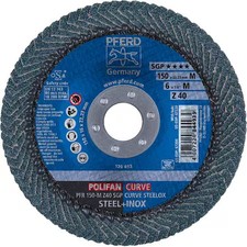 Pferd 67200 6" X 7/8" A.H. Polifan Flap Disc - Z Sgp Curve Steelox, Zirconia,