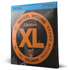 D Addario Xl Nickel Wound Electric Bass Strings Medium Scale Exl160 50-105