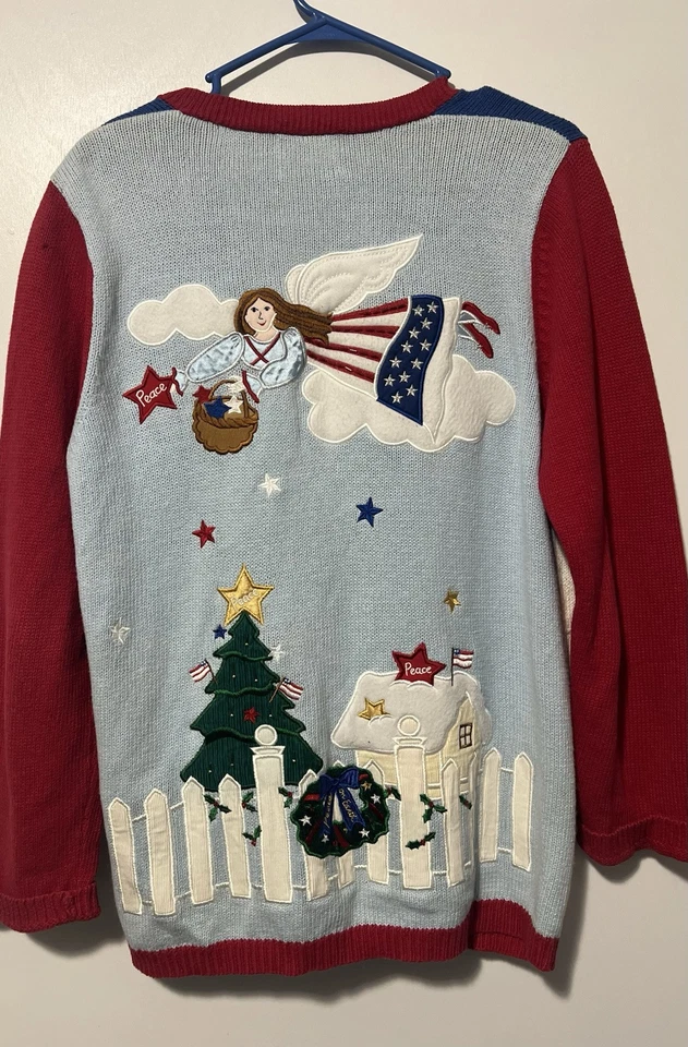 Quacker Factory Size XL Christmas Cardigan Sweater Sequin Snowman Red - Image 3 of 4