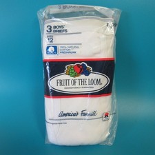 NEW Vintage Fruit Of The Loom Boys Briefs Classic Blue Lines Size 12 3 PACK