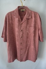 Tommy Bahama Shirt Mens XL Pink Silk Floral Hawaiian Button Up Camp Casual