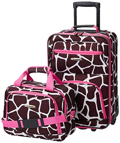 Set Carry-on Rolling Suitcase Tote Bag Pink Giraffe