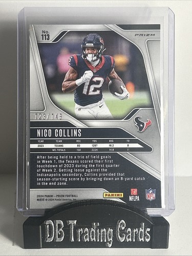 2024 Panini Prizm - Nico Collins #113 Red Wave Prizm /149 - Foto 2 di 2