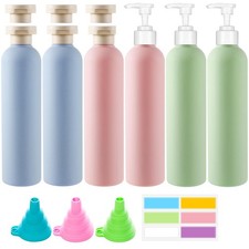 CafullCon 6Pcs Travel Bottles for 260 milliliters, Pink, Green, Blue 