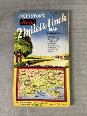 Bournemouth Isle of Wight - Johnston's New 2 Miles to 1 Inch Map - Paper Sheet 4